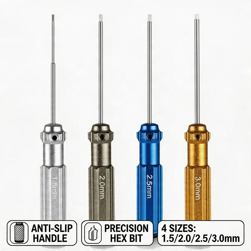 1PC RC Tools Hexagonal Screwdriver  Hardened Titanium Plated, 1 Piece 1.5 2.0 2.5 3.0mm Screwdriver for Helicopter Toys