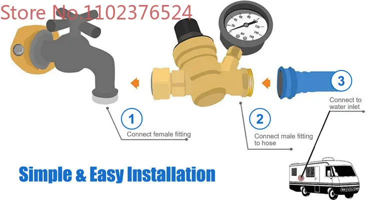 Lead Free Brass Water Pressure Regulator with Gauge