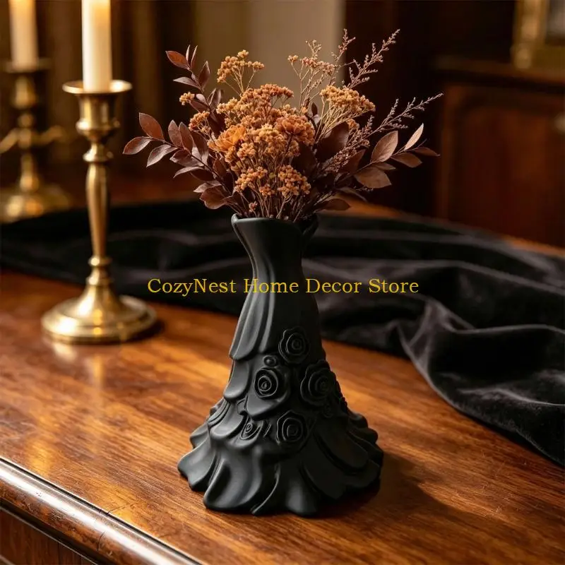 92MF 3D Printing Bridal Dress Vases with Floral Relief for Dried Flower Table Decors