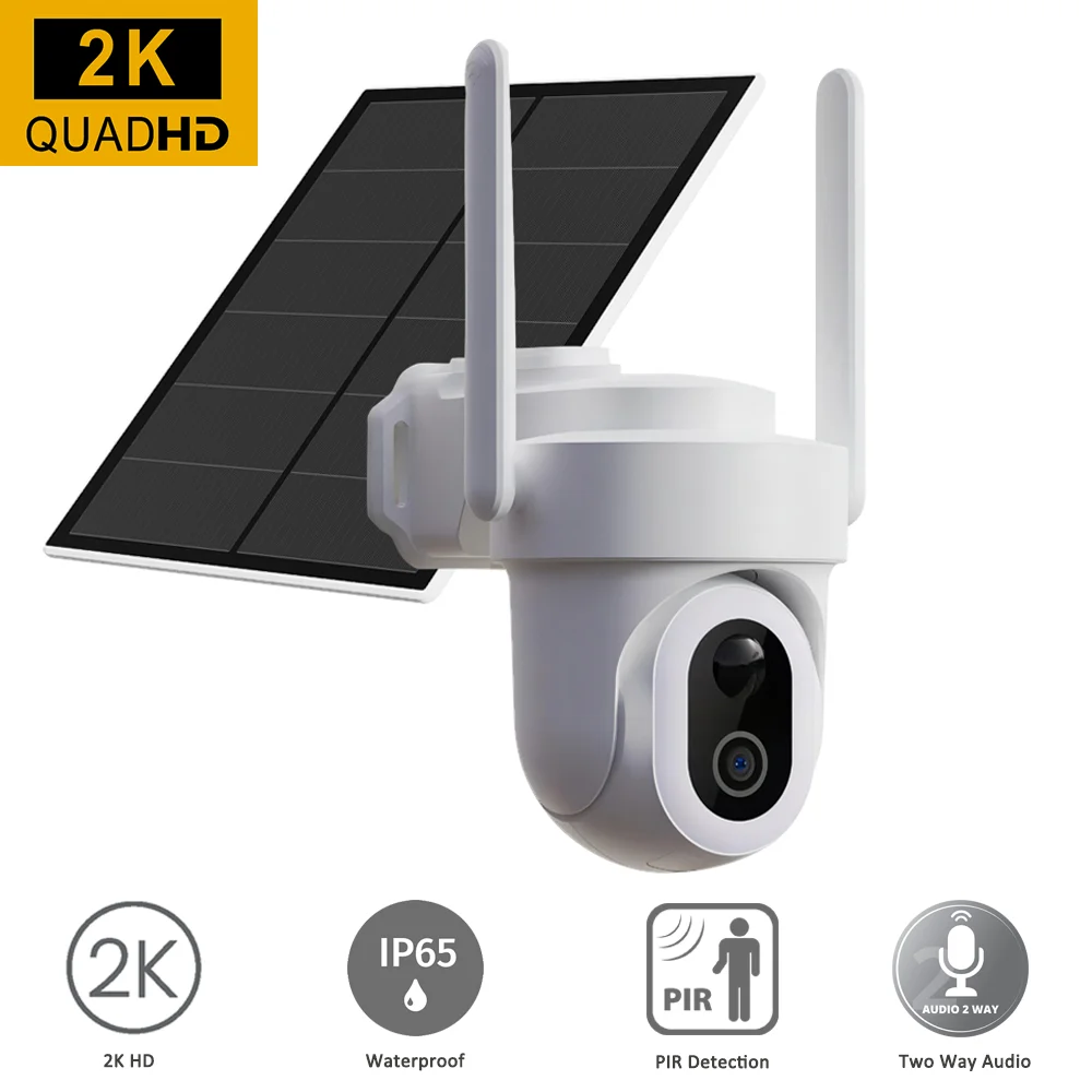 

WiFi PTZ Camera 3MP Smart Floodlight LED PIR Human Auto Tracking Motion Detection Wireless Battery Security Cam with Solar Panel