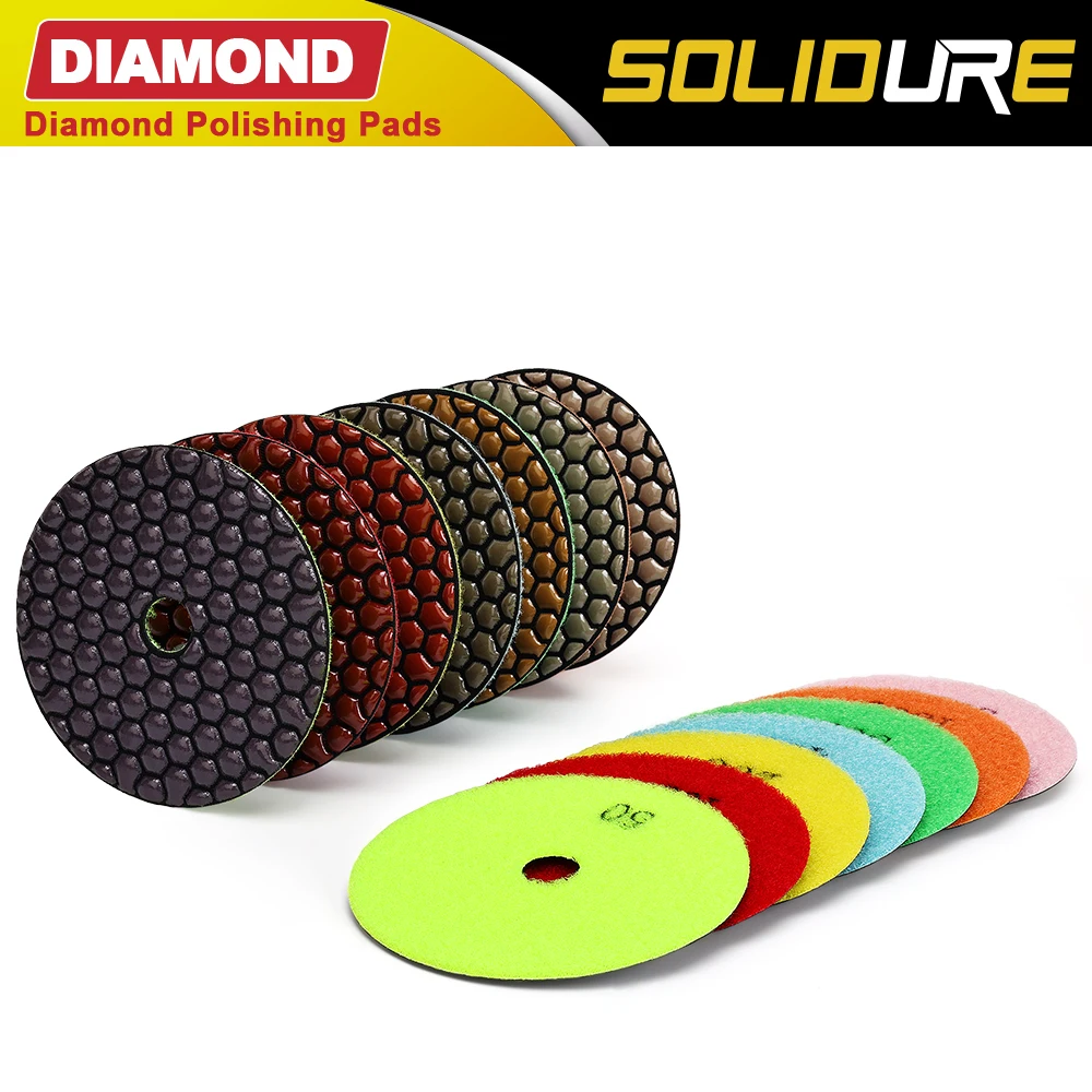 

4 inch 7PCS/Set Dry Polishing Stone Hexagon Resin Bond Professional Sanding Disk For granite Marble Floor Dry Grinding 100MM