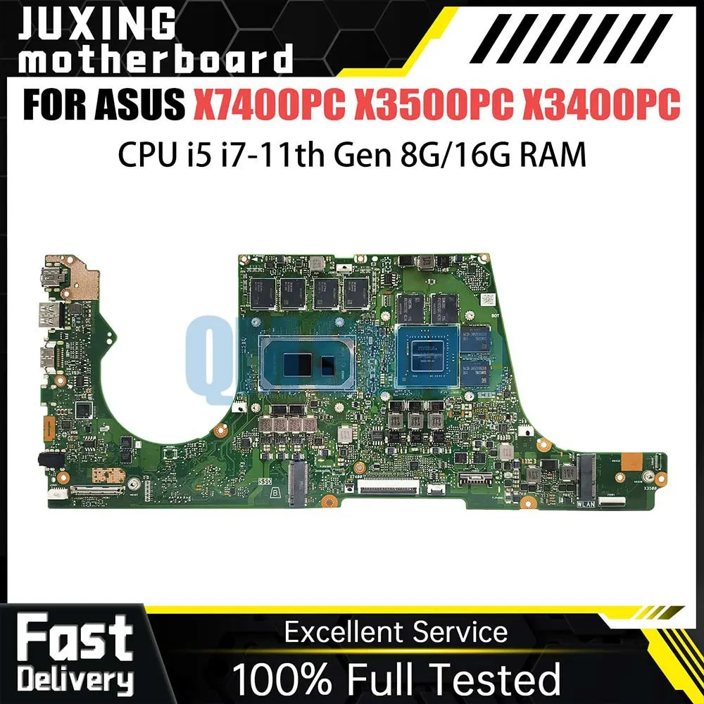 

Notebook Mainboard For ASUS X7400PA X7400PC N7400P X3500PC X3500PA X3400PC X3400PA Laptop Motherboard I5 I7 11th CPU 8G 16G RAM