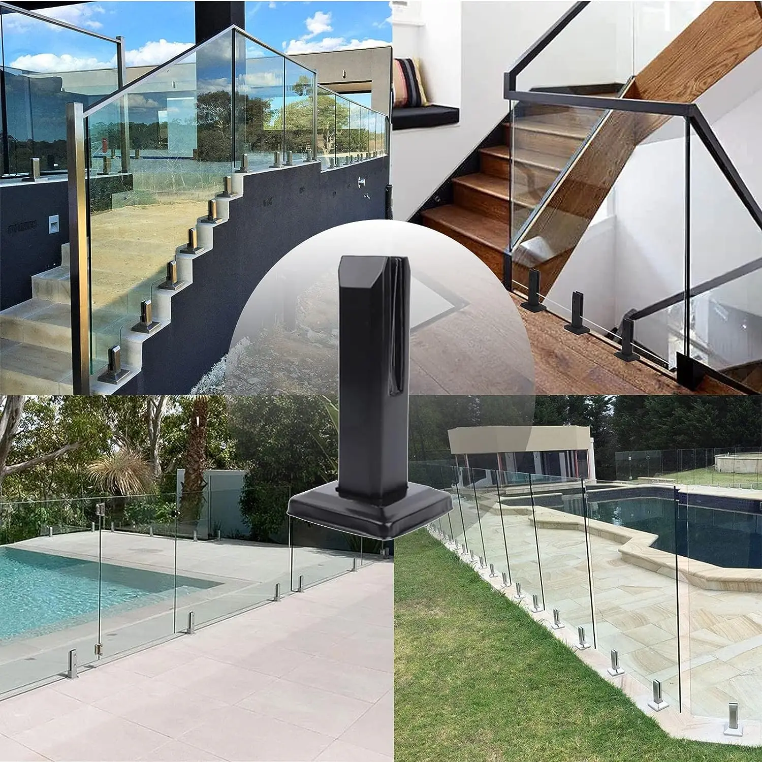 Imagem -06 - Painel de Vidro Postes Cerca da Piscina Jardim Varanda Esgrima Clamp Square Spigot Balustrade Post 160cm 304 Aço Inoxidável