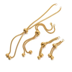 3pcs/lot 304 Stainless Steel Adjustable Slider Chains with Ball Ends for DIY Bracelet Pendants Jewelry Making Extender Chain