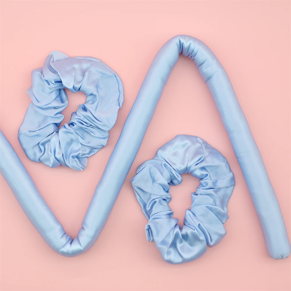 100% 22 momme seda amoreira haste de ondulação sem calor bandana modeladores de cabelo de seda sem calor para cachos noturnos sem ondulação de calor para cabelo