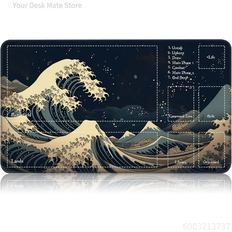 1 Stück Die Große Welle vor Kanagawa MTG-Spielmatte, große, rutschfeste Gummimatte mit Verriegelungskante für TCG Commander-Spiele