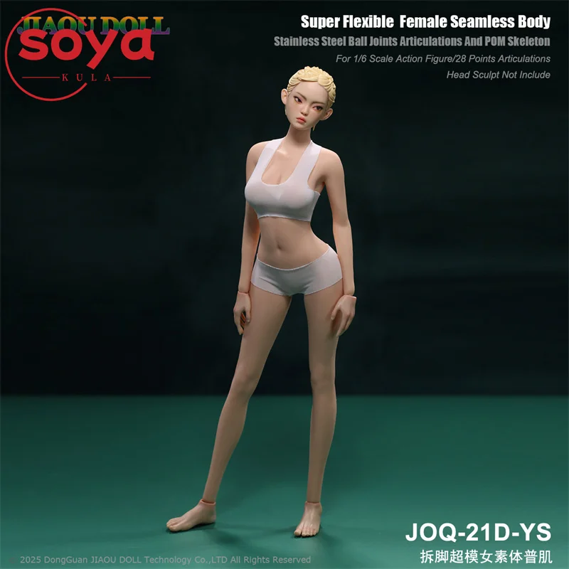 JIAOU POP JOQ-21D 1/6 Supermodel Lange Benen Meisje Naadloos Lichaam met Afneembare Voeten 12 ''Flexibele Soldaat Action Figure Poppen