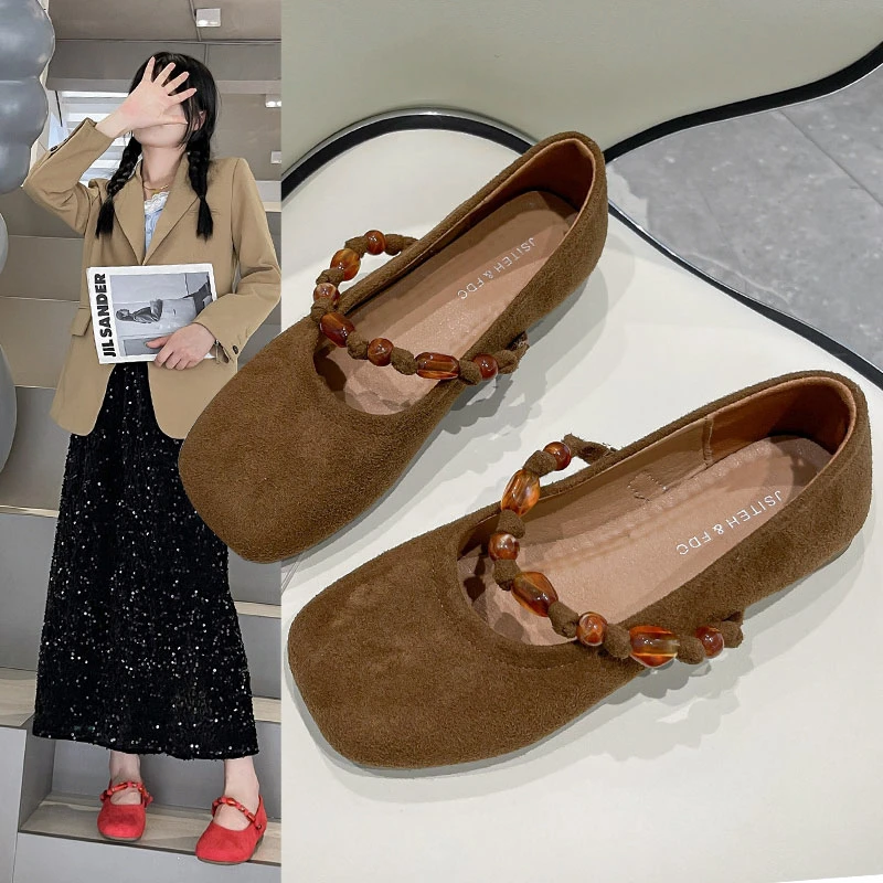 

Women's Shoes Autumn Collection - Premium Genuine Leather Single Shoes, One-Strap Mary Jane, Comfortable Soft-Soled Bean Shoes