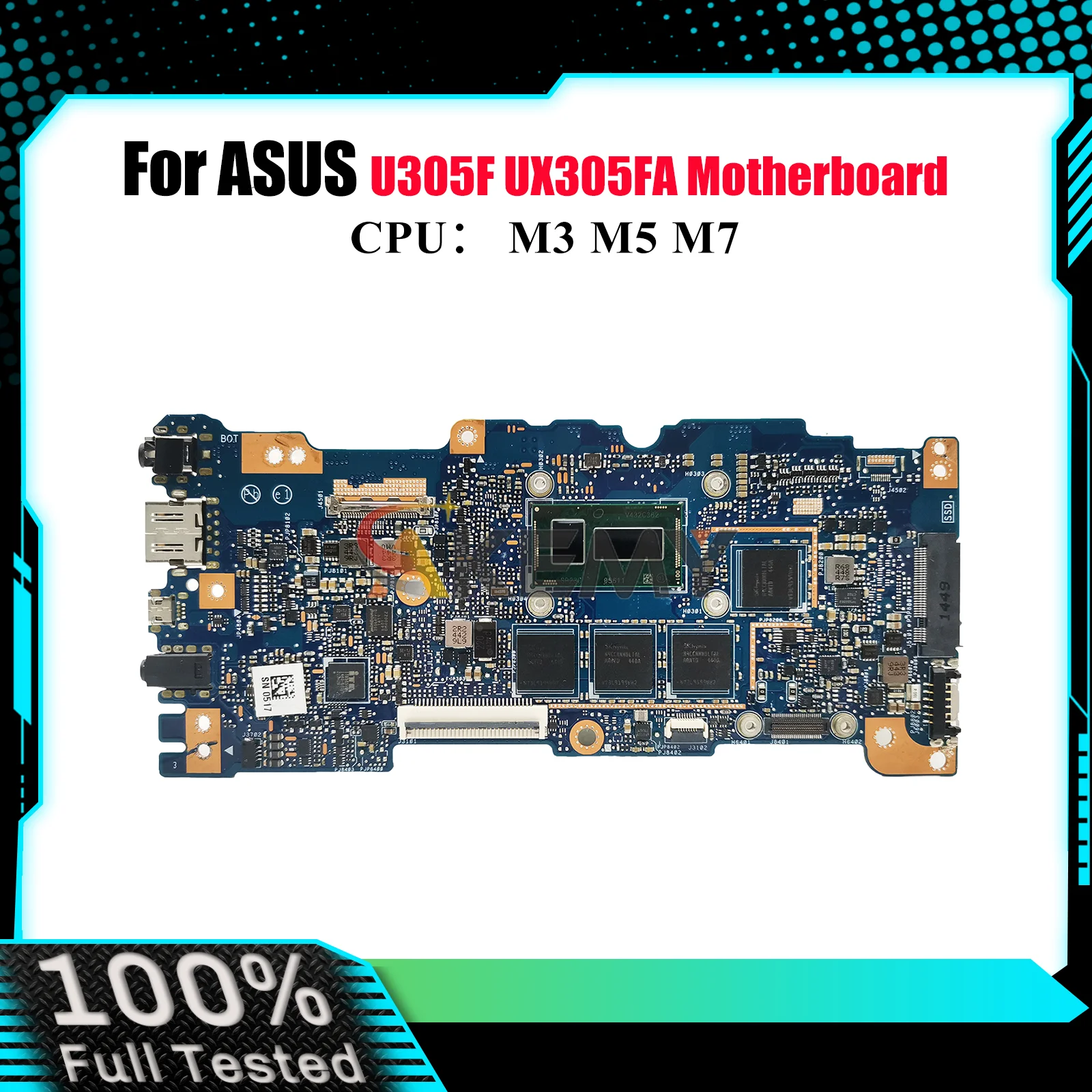 

UX305FA Laptop Motherboard For ASUS ZenBook U305F UX305F UX305FA Notebook Mainboard With M3 M5 M7 CPU 100% tests OK fast ship