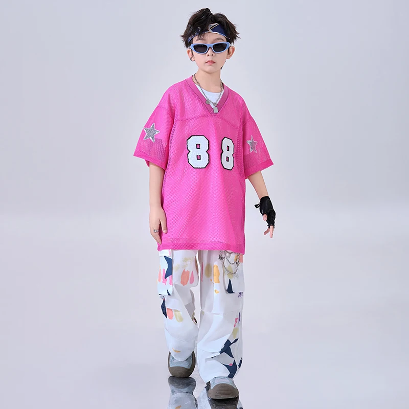 Hip Hop Ragazzi Maglia T-shirt Jogging Ragazze Street Dance Colore della caramella Pantaloni cargo Set di vestiti Bambini Costumi jazz Bambini Streetwear
