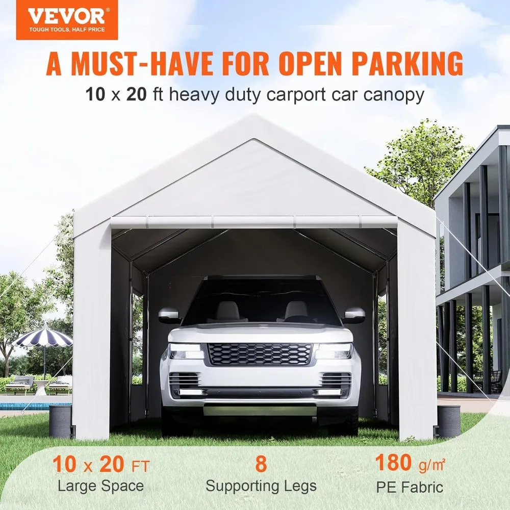 Carport, 10x20ft Heavy Duty Car Canopy, Portable Garage with Roll-up Ventilated Windows, Sheds