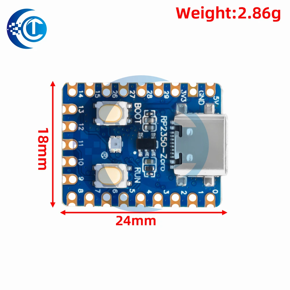 1/2 szt./3 szt. RP2350-Zero Mini – płytka programistyczna RP2350 oparta na Raspberry Pi RP2350A, dwurdzeniowa, z wbudowaną pamięcią 520 KB i 4 MB pamięci flash, z portem Type-C. — zdjęcie produktu 4