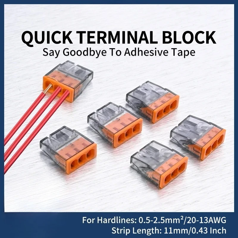 

CMK20 50 шт. мини-быстрые вставной разъемы для проводов, клеммная колодка из жесткого нержавеющей стали, простые клеммные колодки для электрического сращивания, проводник