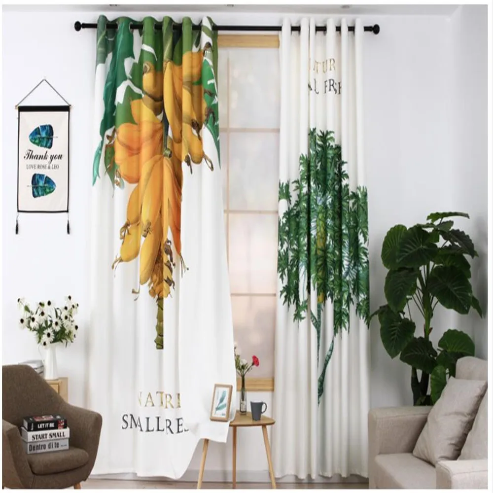 personality curtains Small fresh plant curtains thickened shading bedroom living room study