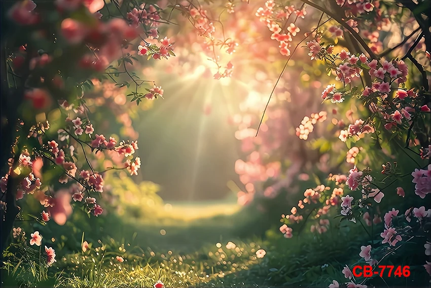 الربيع حديقة الأزهار منزل التصوير خلفية الطفل حفلة عيد ميلاد كعكة سحق صورة مخصص تزيين خلفية استوديو الصور