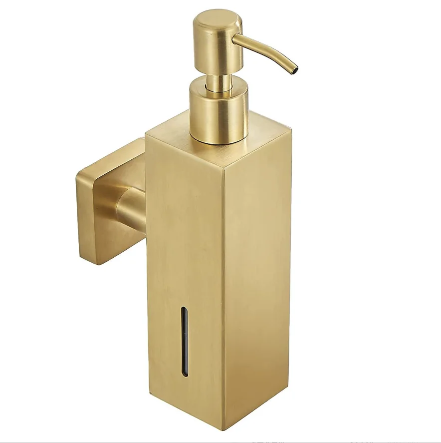 Imagem -02 - Escovado Ouro Soap Dispenser Wall Mounted 304 Garrafa Vazia tipo de Imprensa Garrafa Manual 250ml Desinfetante para as Mãos Aço Inoxidável