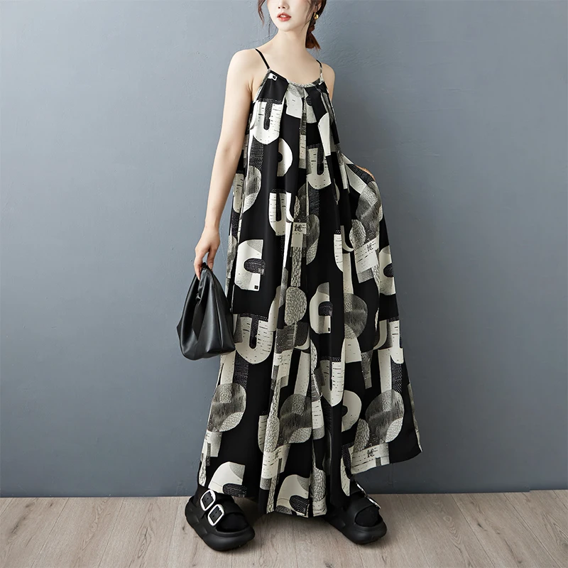 

Шифоновые брюки-бретельки с буквенным принтом и свободными повседневными бретелями, регулируемыми, модными цельными широкими брюками