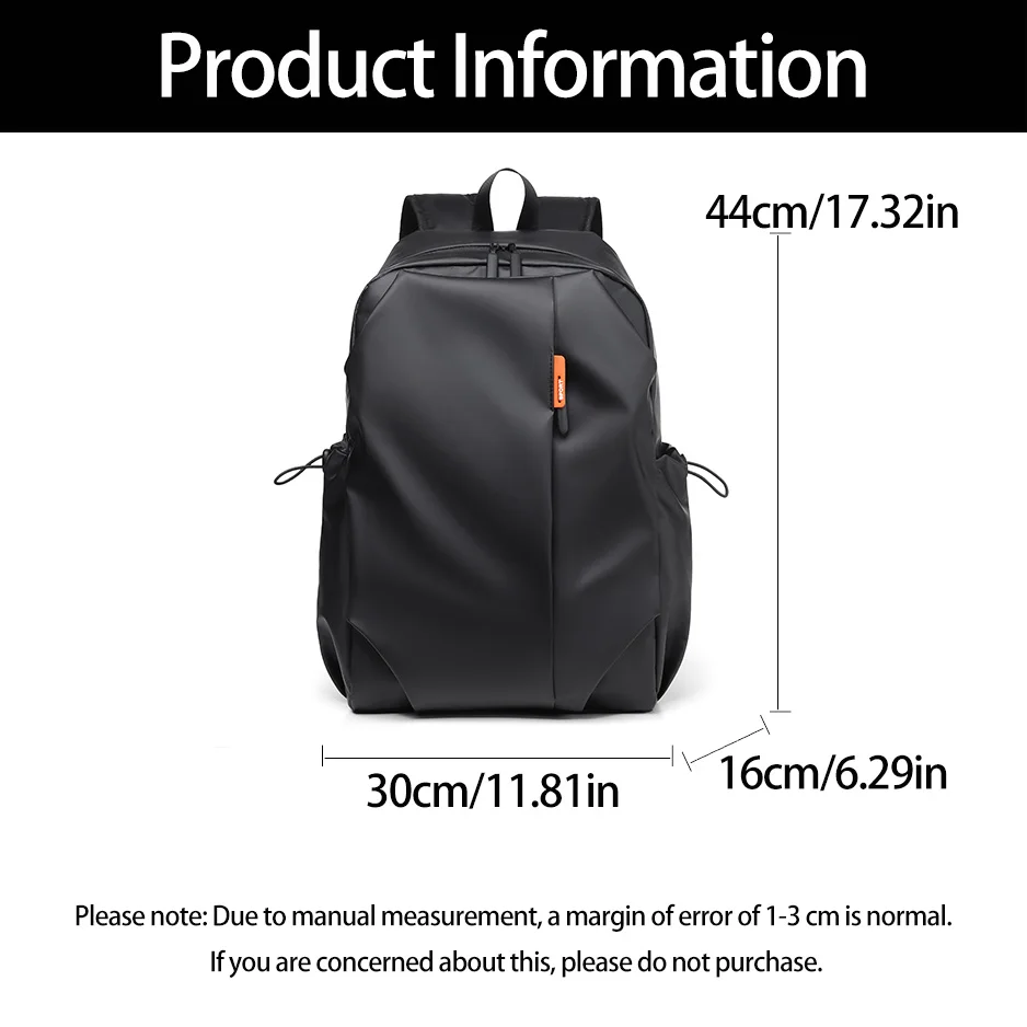 حقيبة ظهر كاجوال للرجال ذات سعة عالية وبسيطة ومتينة من جلد البولي يوريثان وخفيفة الوزن للرجال حقيبة ظهر مريحة للوصول إلى USB مرة أخرى