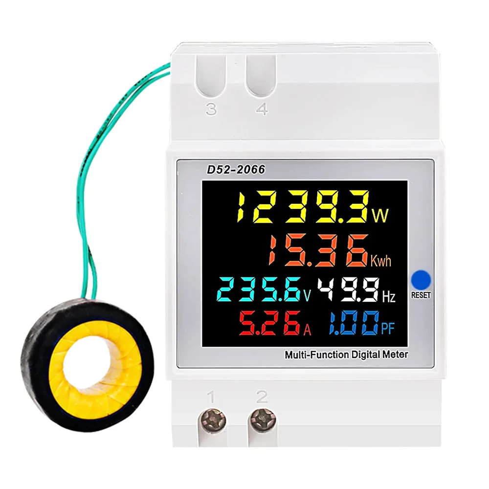 AC Monitor 110V 220V 380V 100A Voltage Current Power Factor Active KWH Electric Energy Frequency Meter Voltage AMP Meter