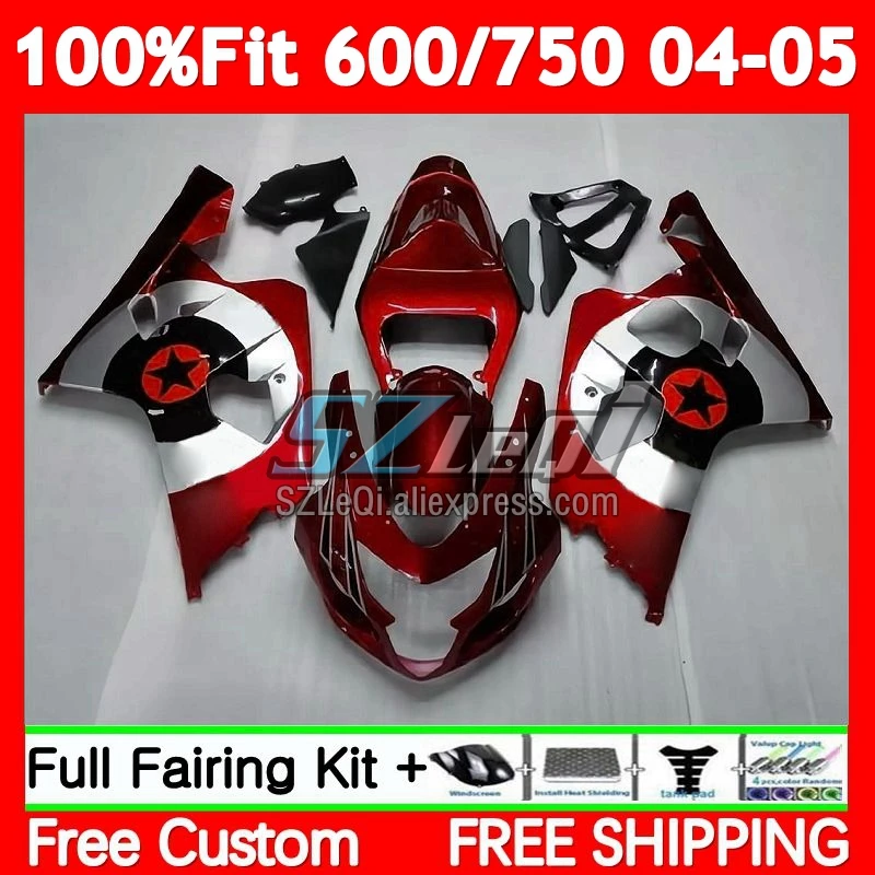 Injection Kit For SUZUKI GSXR-750 K4 GSXR 600 750 CC 600CC Wine red GSXR750 75No.1 GSXR600 04 05 GSXR-600 2004 2005 Fairing