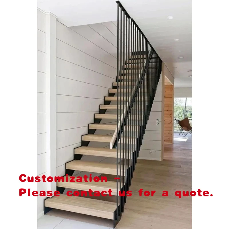 

custom.Indoor Residential Custom Wood Tread Stairs Straight Staircase