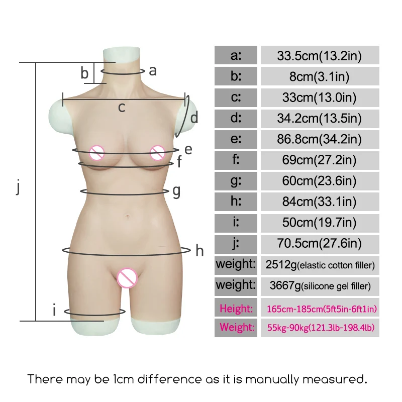 Roanyer Silicone C Cup Bodysuit Short Version Crossdresser Costumes Drag Queen Man’s Transgender Artificial Tits Realistic Boobs