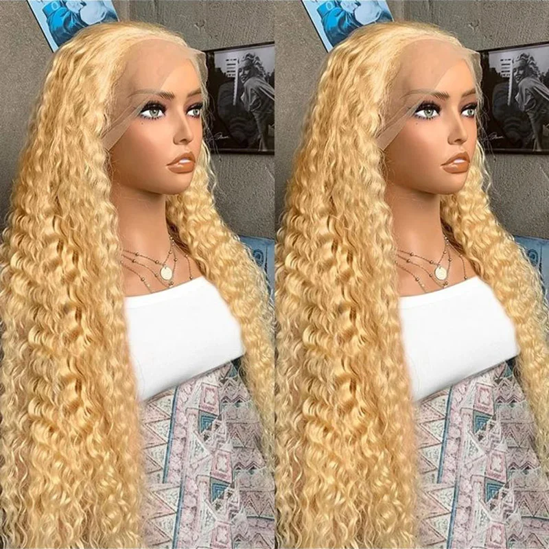 Wig Depan Renda Keriting Keriting 26 Inci dengan Kepadatan 180 Harian Pirang Tanpa Lem Panjang 613 untuk Wanita Telah Dipetik dengan Rambut Bayi