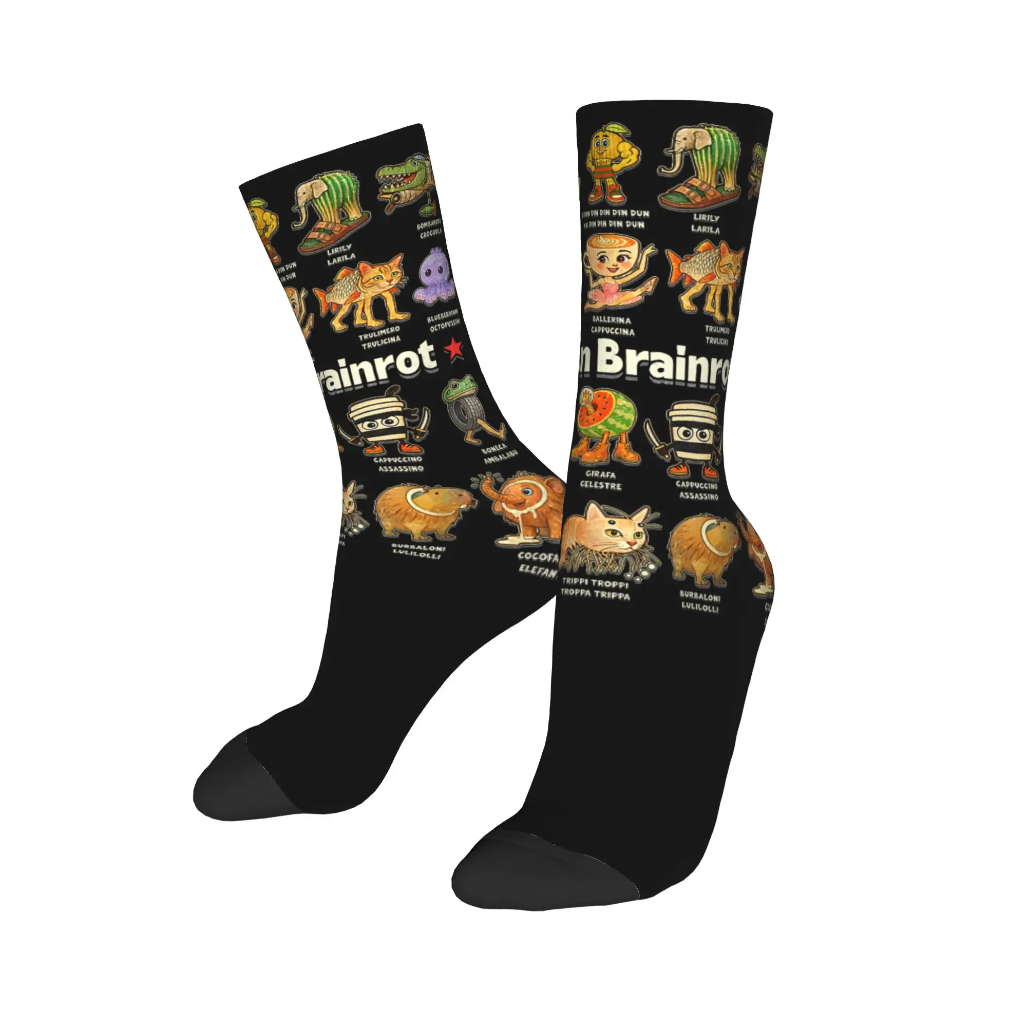 Winter Warm Casual Women Men Italian Brain Rot Characters Brainrot Socks  Non-slip Soccer Socks