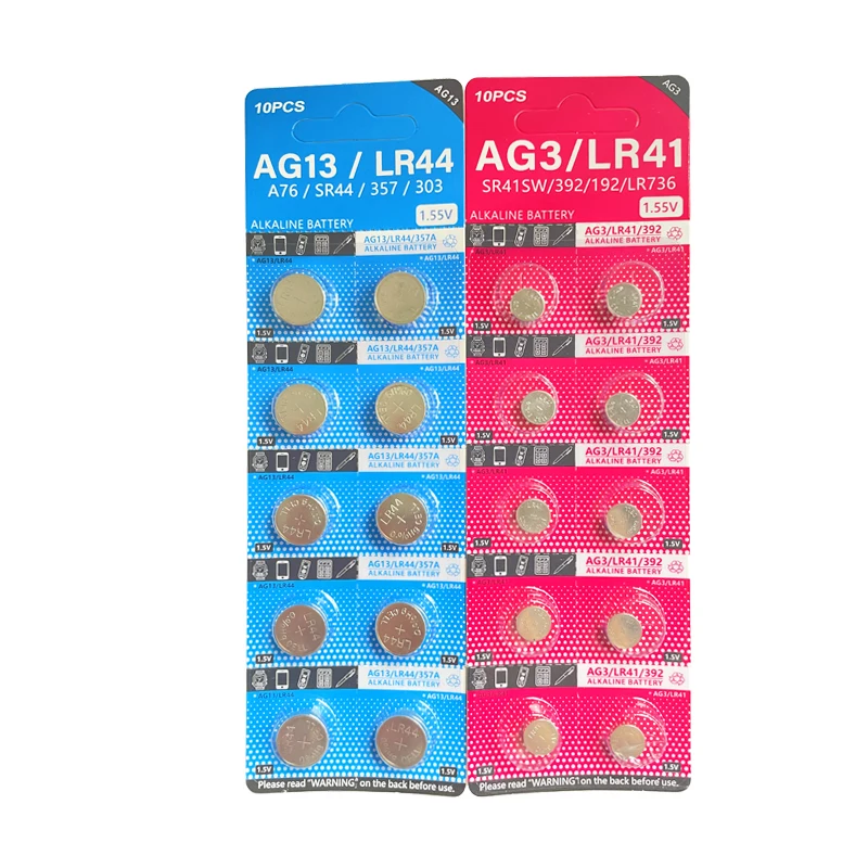 Pila de botón LR44 LR 44 A76 AG13, pila de botón G13 LR1154 y 10 pilas alcalinas AG3 LR41 392 para reloj, botón, pila de moneda, 10 Uds.