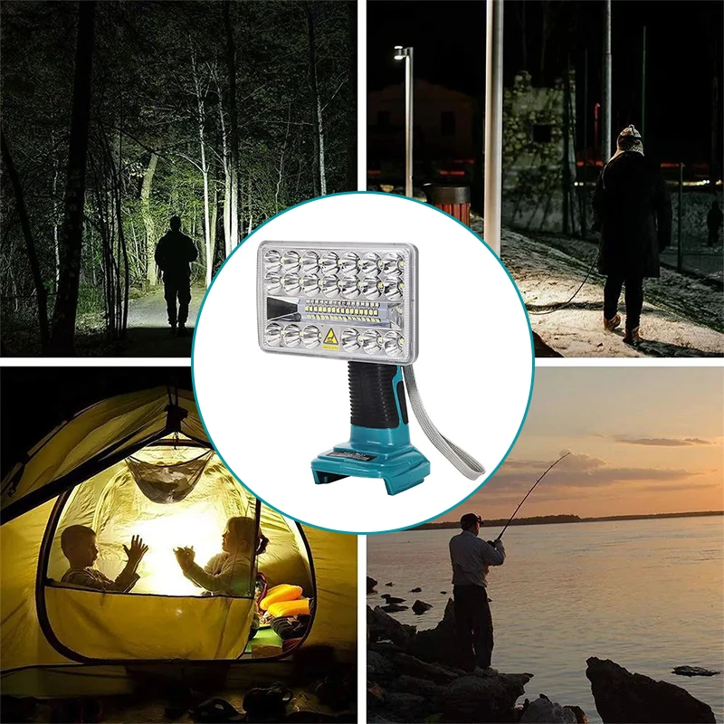 2000LM 5 Inches LED Flashlight Outdoor Spotlight for Makita 14.4V 18V LXT BL1430 BL1830 BL1850 BL1860B Li-ion Battery with USB