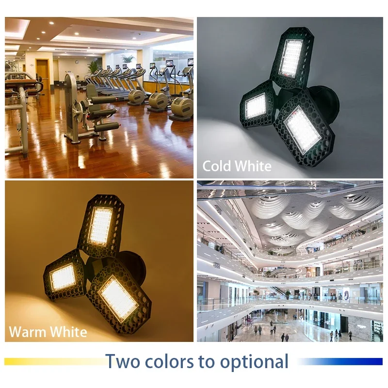 1/2pcs Deformable Lamp E27 LED Bulb 40W 60W 80W Garage Light 360 Degrees 85-265V Deform Light for Workshop Warehouse Factory Gym