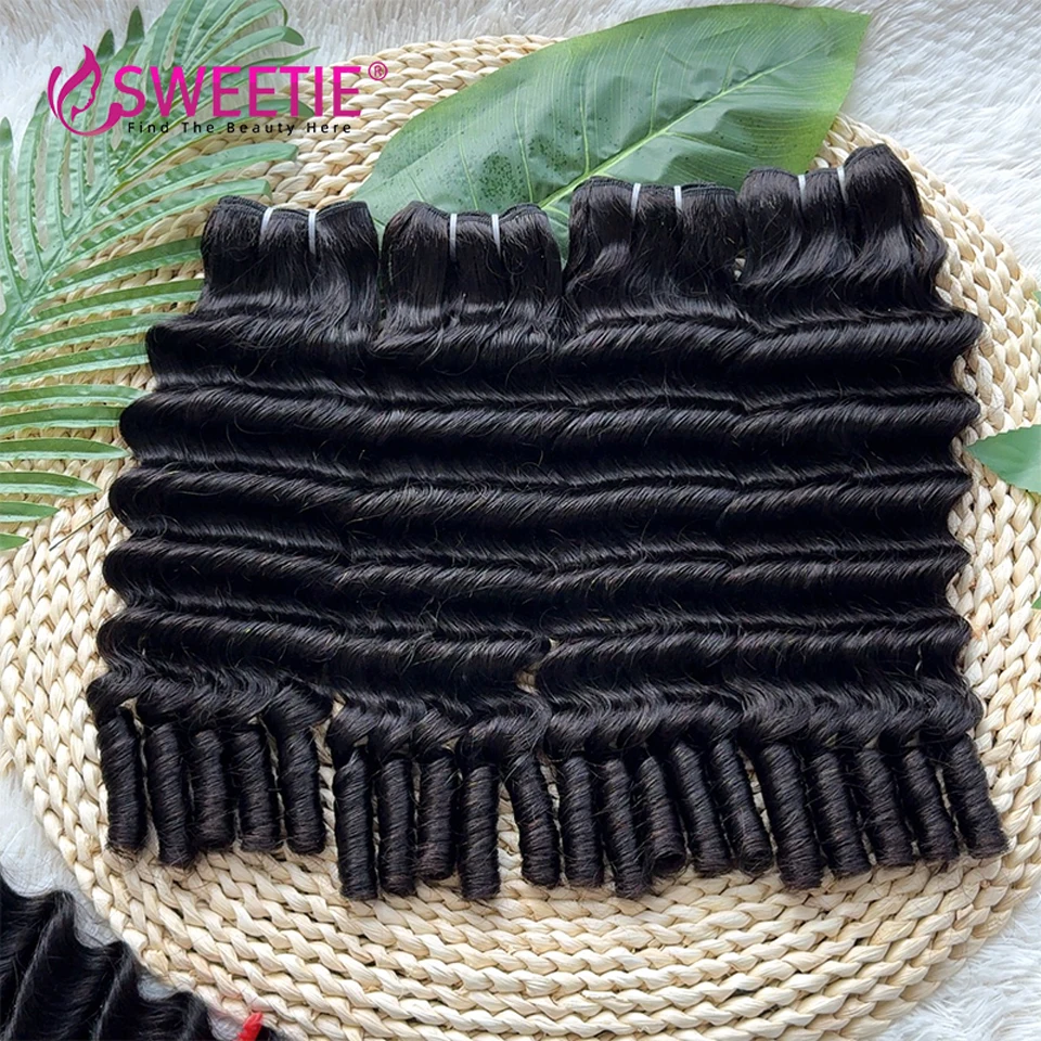 Tiefgelockte Echthaar-Bundles Burmesische Tiefe Welle 100% Jungfrauenhaar-Bundles Angebote Rohe Schwarze Farbe Volles Kopf-Lockenhaar-Bundles – Detail 1