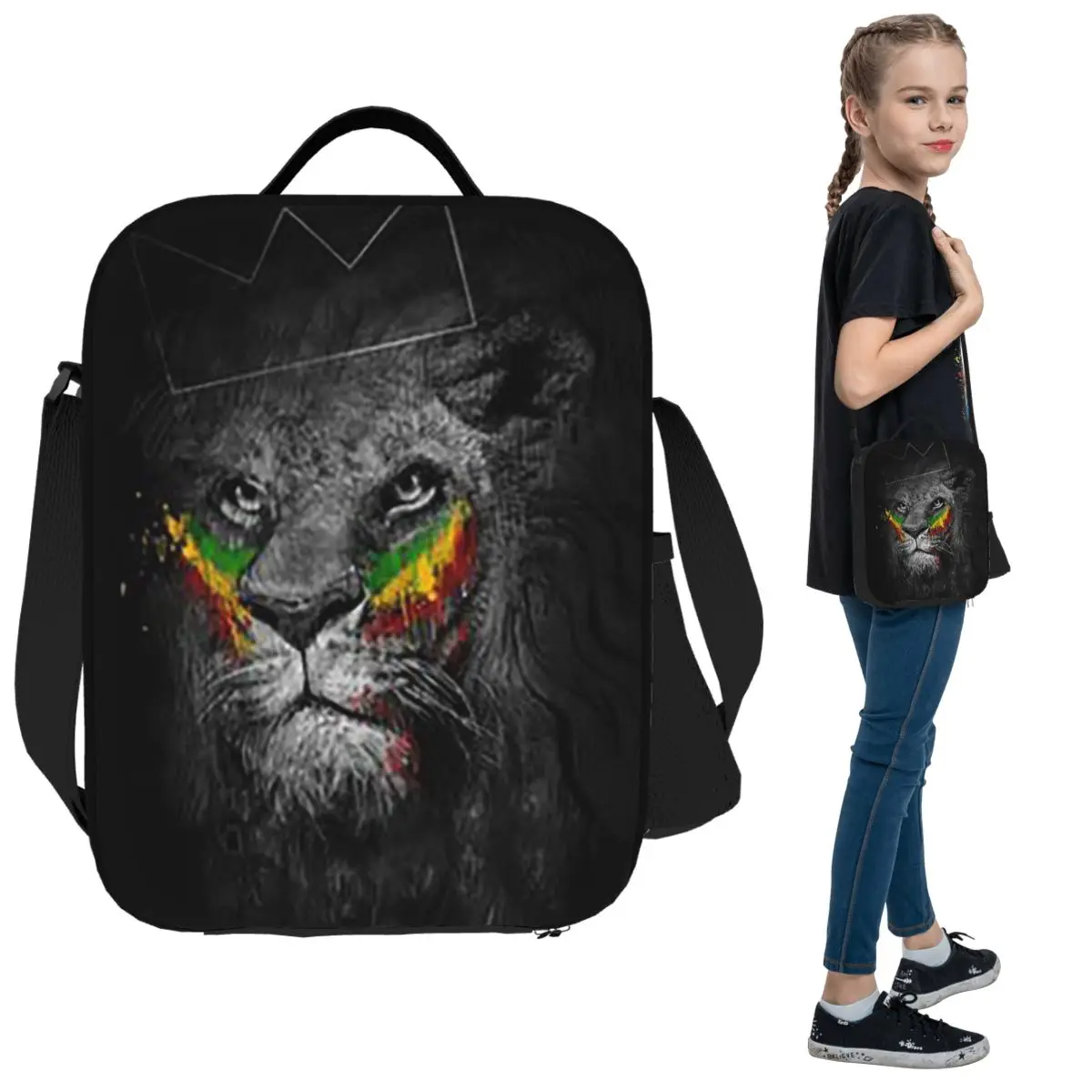 

Rastafarian Amaiquina Reggae Rasta Lion Street Skullies Insulated Lunch Bag Thermal Food Box Tote Portable Lunch Boxes Container