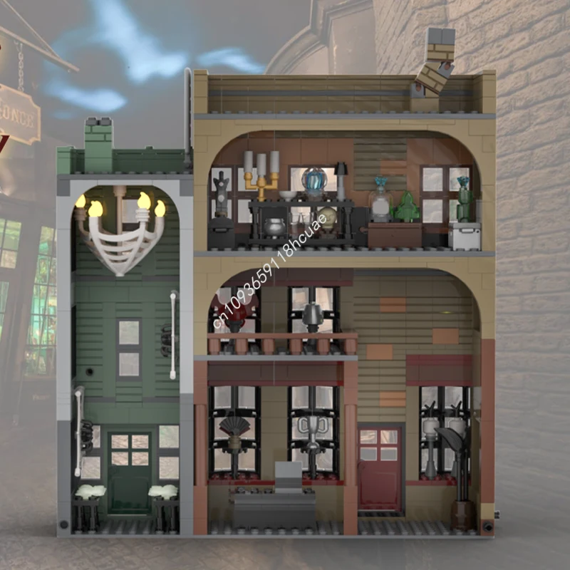 1084 Uds. MOC Knockturn Alley Ye Olde Curiosity Cobb Webbs modelo de Harry bloques de construcción DIY idea juguetes modulares niños regalos de navidad