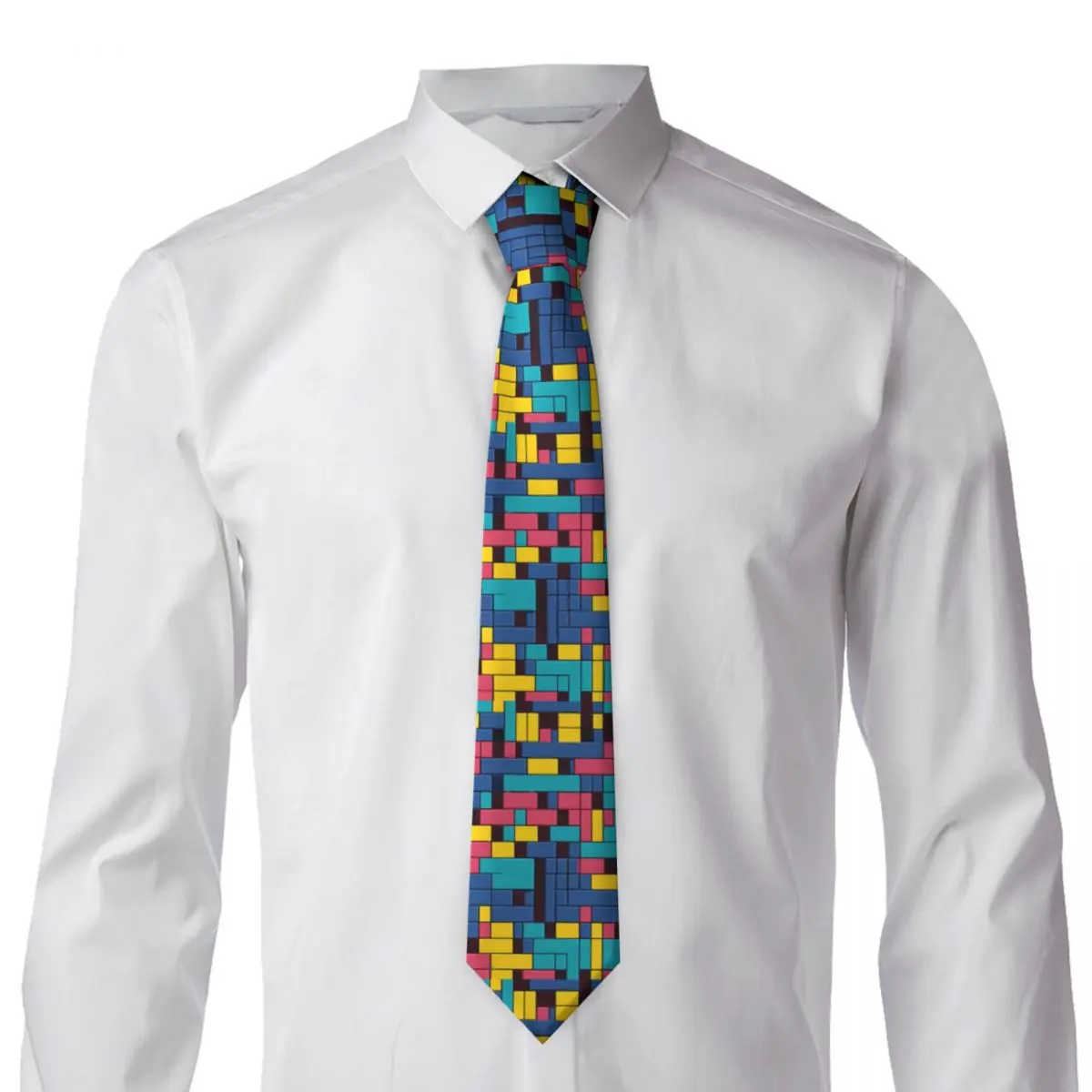 Abstract Colorful Blocks Tie Decorative Design Elegant Neck Ties For Men Women Leisure Quality Collar Tie Necktie Accessories