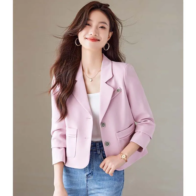 

High-quality Suit Jacket Women's Spring Autumn 2026 New High-grade Long Sleeve Short Casual All-match Blazer Female Outerwear