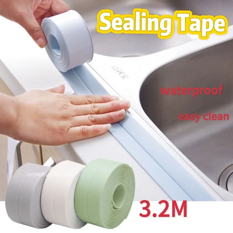 1 Roll PVC Sealing Strip Tape for Bathroom Bath Toilet Kitchen Caulk Tape Self Adhesive Waterproof Wall Sticker Mold Proof Tapes