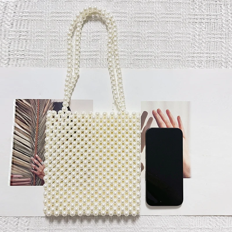 حقيبة لؤلؤ تقليد بسيطة أوروبية وأمريكية، حقيبة خرز أكريليك جديدة، حقيبة مربعة صغيرة متعددة الاستخدامات للجسم اليومي، إضافية