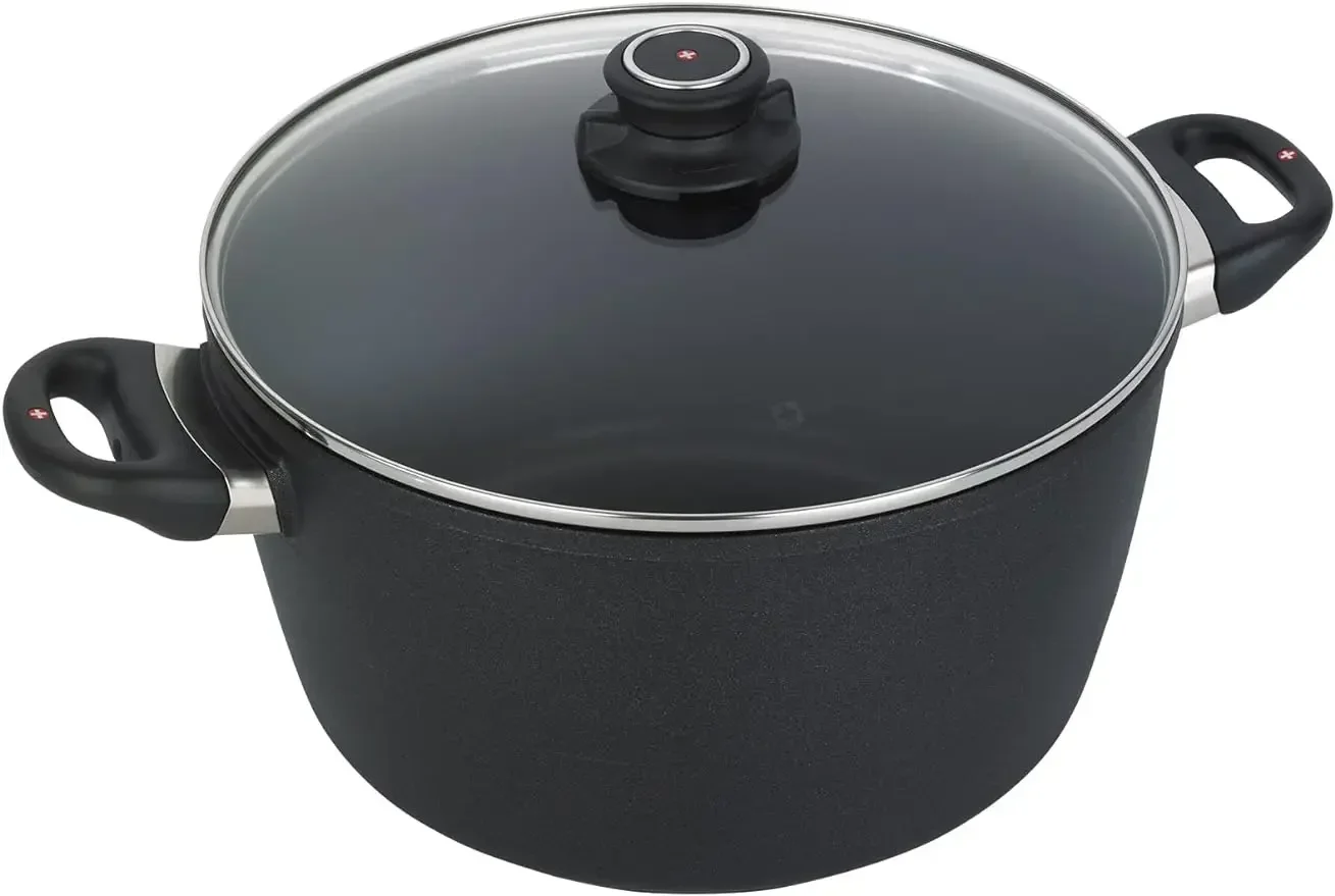 

Swiss Diamond 11" 8.5Qt Stock Pot HD Nonstick Diamond Coated Aluminum Stock Pot Includes Lid PFOA Free Dishwasher