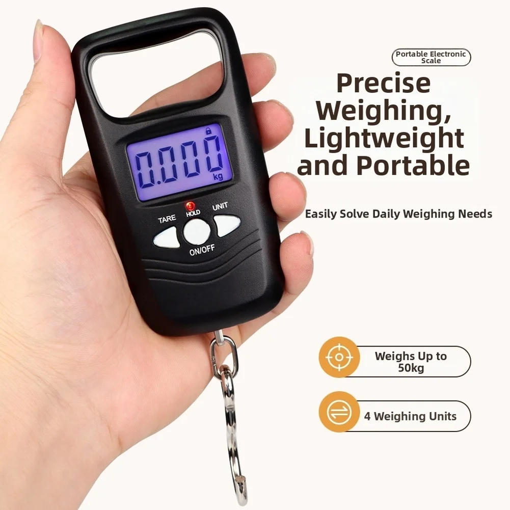 Digital Luggage Scale with 50kg Range and 5g Increment kg lb jin oz Modes Tare Button Compact 13.5x9.5x3.5cm Size