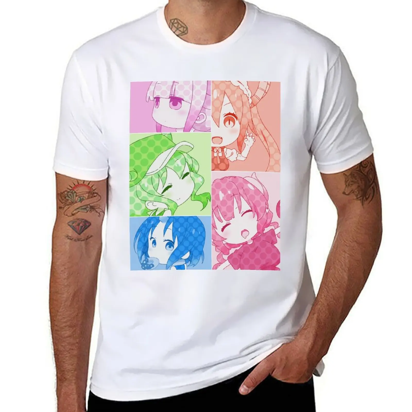 

Tohru ilulu Kanna Lucoa Elma Dragon Maid Comic Style T-Shirt man t shirt luxury man t shirt heavy cotton T-Shirt