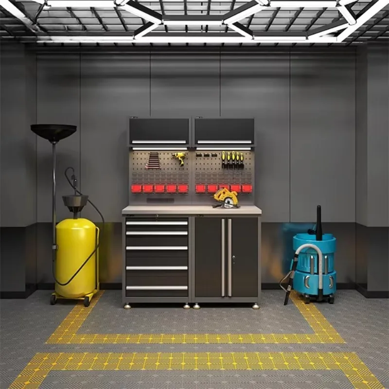 Heavy Duty Modular Metal Garage Cabinet System, Workshop Storage Workbench Tool Cabinet Combo, European Style Adjustable