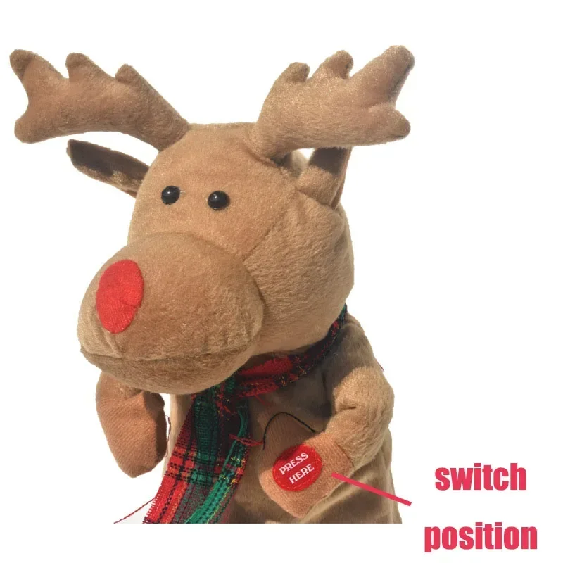 Twerking Reindeer Santa Toy, Electric Musical Dancing Santa Elk Xmas Interactive Plush Deer Toy Reindeer Stuffed Animal Decor