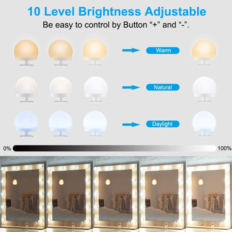 Makeup Mirror LED Light Bulbs Vanity Lights USB 12V Bathroom Dressing Table Lighting Dimmable LED Vanity Light For Mirror Light