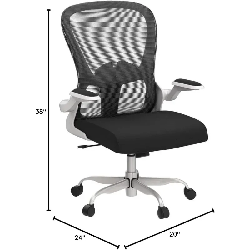 Chaise de Bureau Ergonomique et Confortable en Maille Respirante, Siège de Travail à Domicile avec Support Lombaire pour Ordinateur