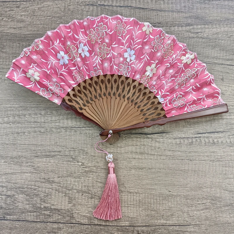 Small Flower Folding Fan Japanese Cherry Blossom Retro Cheongsam Hanfu Travel Selfie Jewelry Wedding Fan Home Daily Ornaments