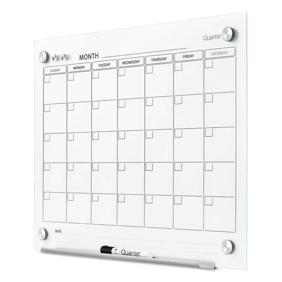 

Magnetic Whiteboard Calendar, Glass Dry Erase White Board Planner, 2 x 1.5, White Surface, Frameless, Infinity GC2418F