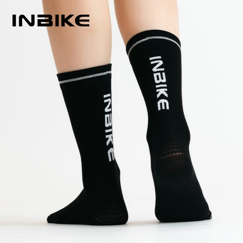 INBIKE Summer Cycling Socks Men Sports Compression Running Socks Biking Socks Crew Length Breathable Basketball Football Socks