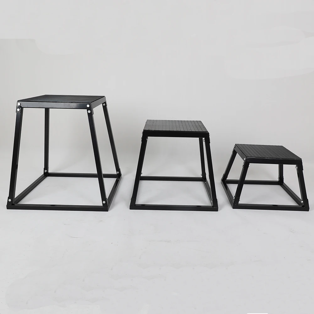 

Four Level Stackable Gym Training Plyometric Jump Box Safe Steel Plyo Box for Sit-ups Metal Exercise Equipment