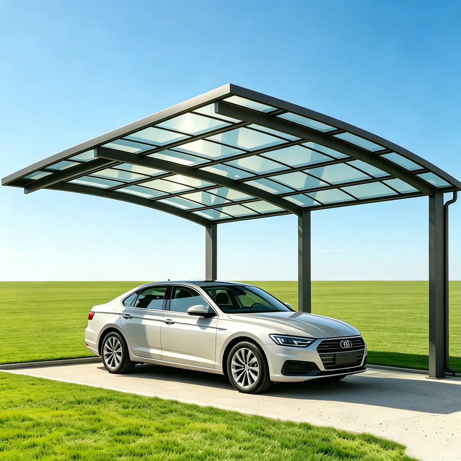Hot Sale Cantilever Aluminium Carport, Waterproof UV Resistant Heavy Duty Shelter, Outdoor Villa Driveway Parking Pergola